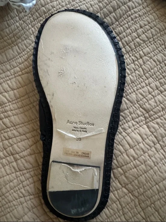 Acne Studios Black Braided Leather Flip Flops - Picture 2 of 4